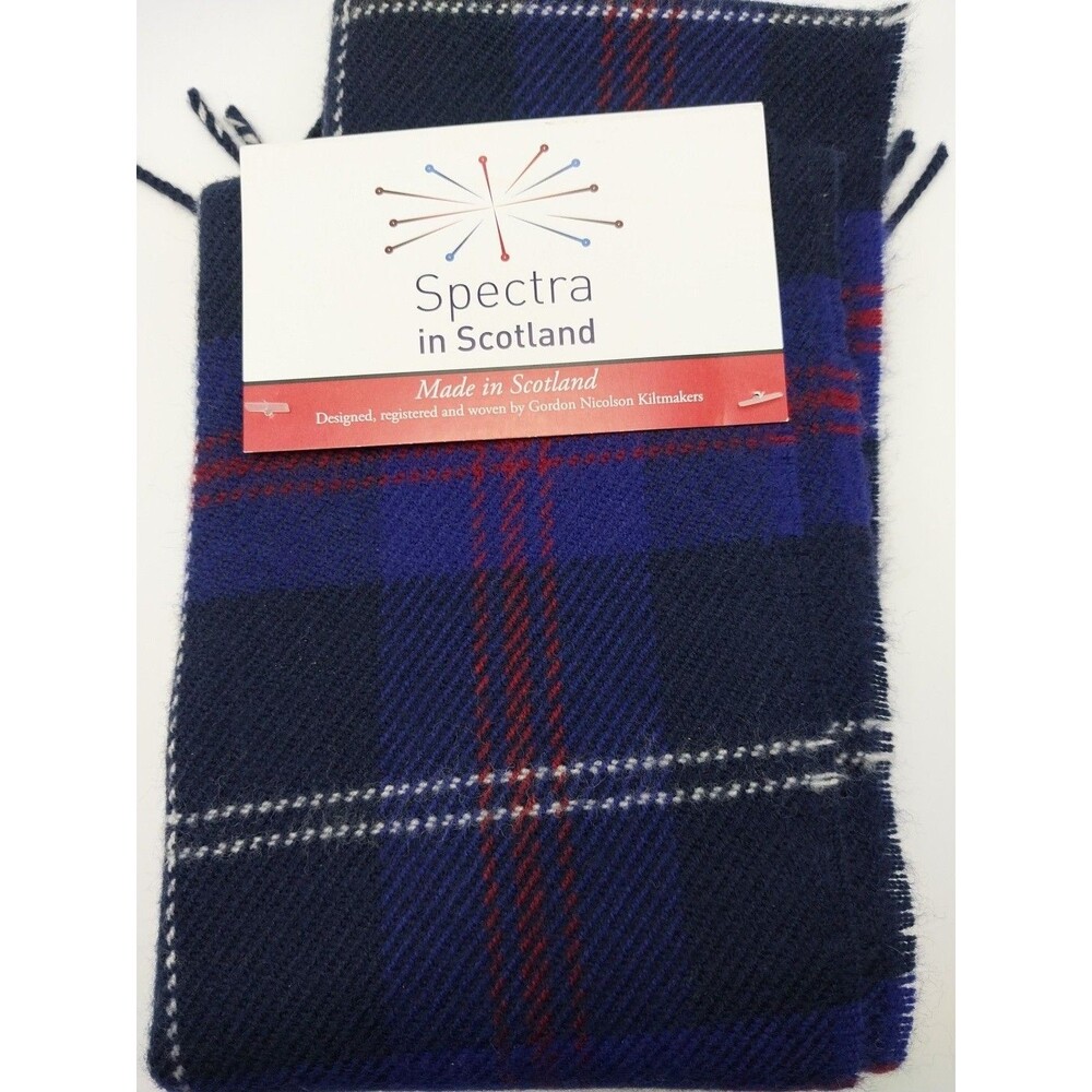 Spectra In Scotland Gordon Nicolson Kiltmakers Tartan Scarf Blue Red Plaid Wool